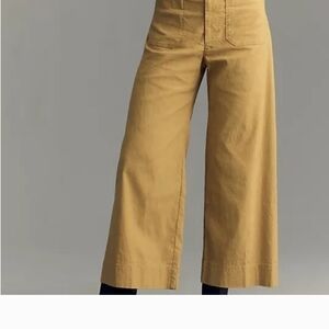 Wide-Leg Tan Cropped Pants